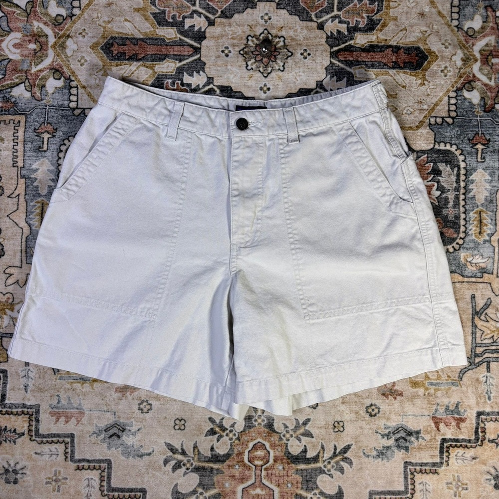 Patagonia Stand Up Shorts Womens 12 Cream Organic Cotton Canvas 5" Gorpore Hike